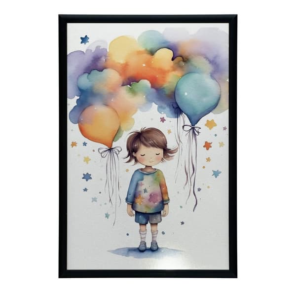 Tjej med ballonger Tjej med ballonger, 50x70 cm, svart aluminiumram, 230 gsm matt papper