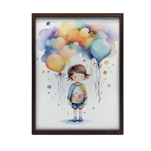 Tjej med ballonger Tjej med ballonger, 50x70 cm, svart aluminiumram, 230 gsm matt papper