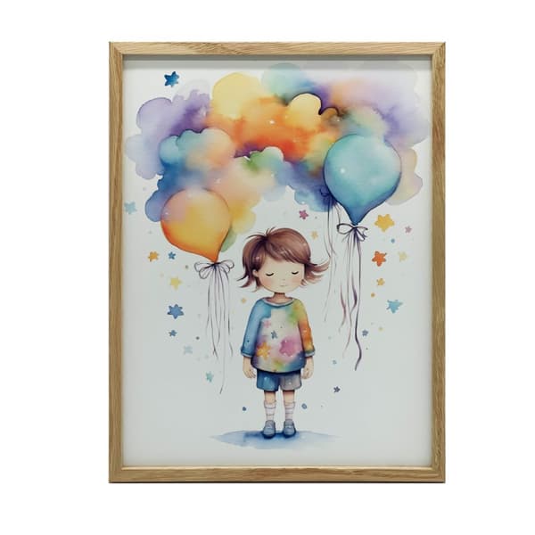 Tjej med ballonger Tjej med ballonger, 50x70 cm, svart aluminiumram, 230 gsm matt papper