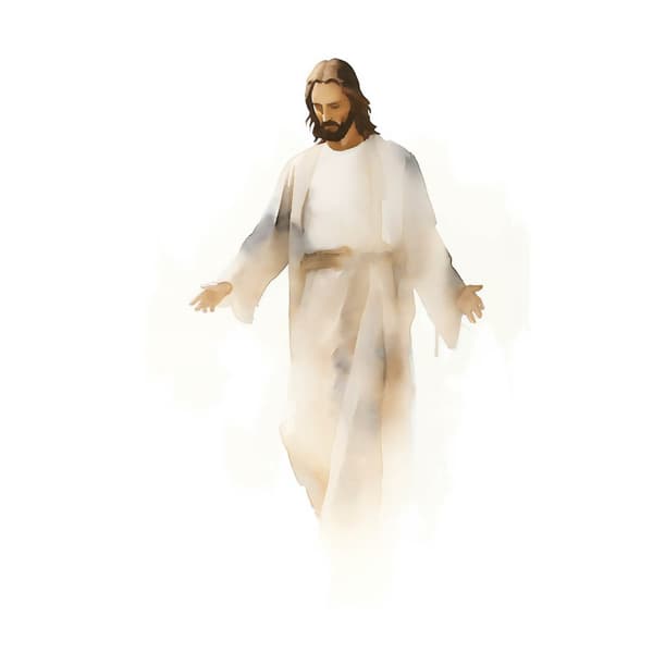 Fred og trøst: Jesus i akvarel Fred og trøst: Jesus i akvarel, 30x40 cm, stel af lys egetræstræ, 230 g mat papir