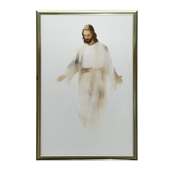 Fred og trøst: Jesus i akvarel Fred og trøst: Jesus i akvarel, 30x40 cm, stel af lys egetræstræ, 230 g mat papir