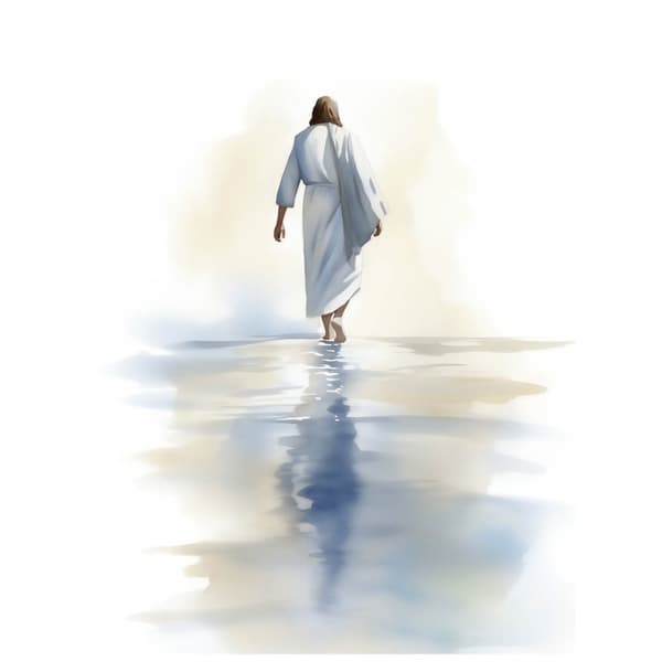 Jesus Walking on Water Jesus Walking on Water, 30x40 cm, mørkebrun træramme, 230 gsm mat papir