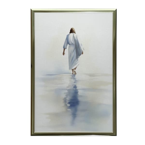 Jesus Walking on Water Jesus Walking on Water, 30x40 cm, mørkebrun træramme, 230 gsm mat papir