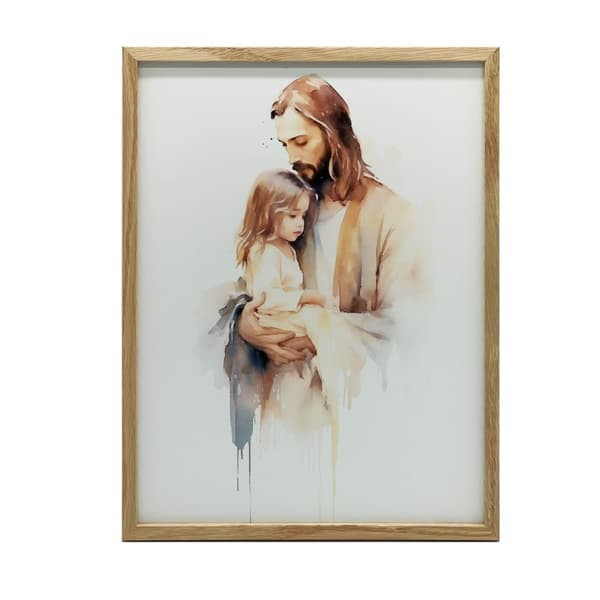 Jesus holder et barn Jesus holder et barn, 60x90 cm, uindrammet, 230 gsm mat papir