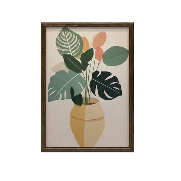 Boho krukväxt Boho krukväxt, 30x40 cm, mörkbrun träram, 230 gsm matt papper