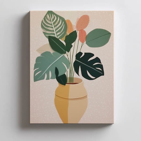 Boho potteplante Boho potteplante, 40x50 cm, guld aluminiumsramme, 230 gsm mat papir