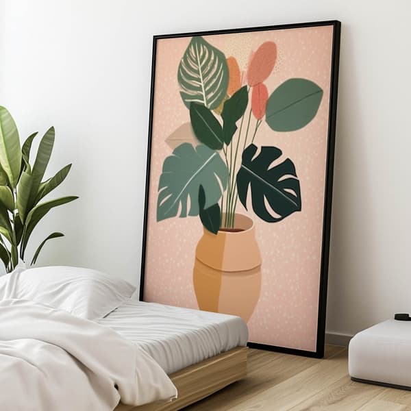 Boho potteplante Boho potteplante, 40x50 cm, guld aluminiumsramme, 230 gsm mat papir