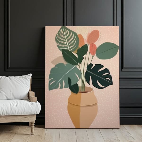 Boho potteplante Boho potteplante, 40x50 cm, guld aluminiumsramme, 230 gsm mat papir