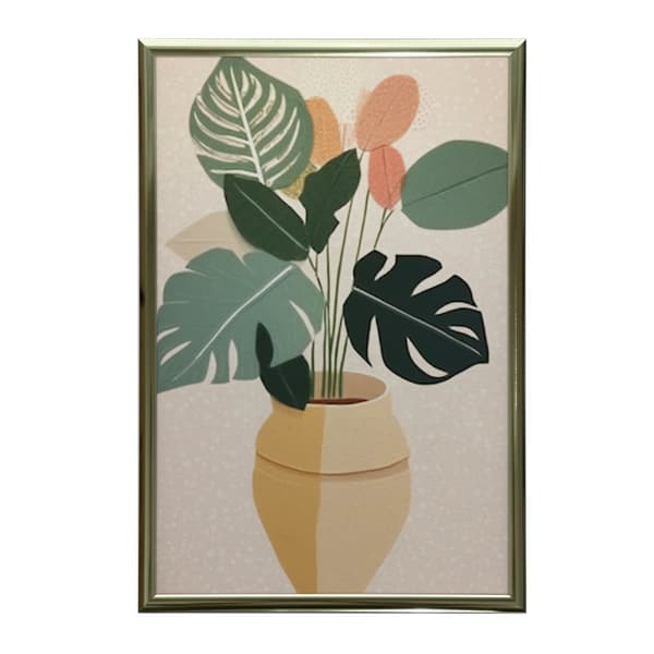 Boho potteplante Boho potteplante, 40x50 cm, guld aluminiumsramme, 230 gsm mat papir