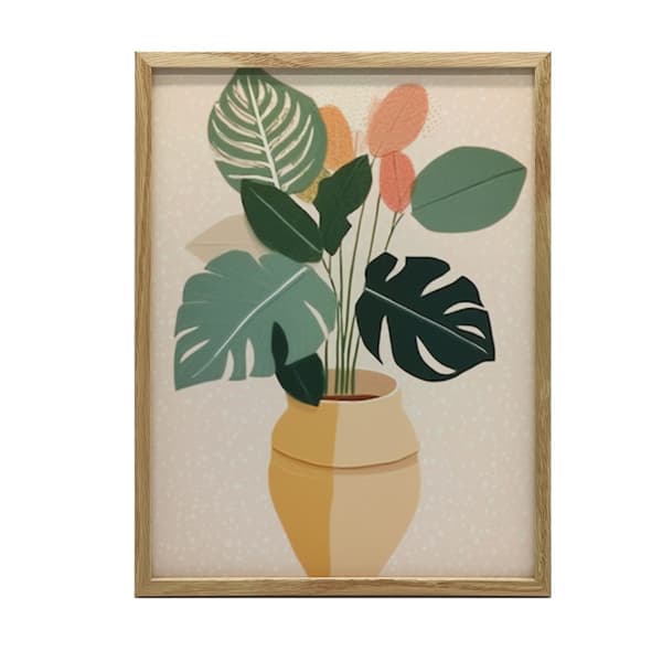 Boho potteplante Boho potteplante, 40x50 cm, guld aluminiumsramme, 230 gsm mat papir