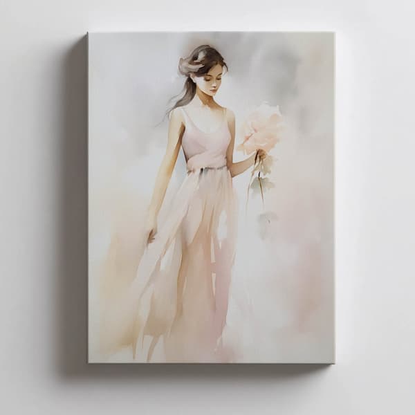 Kaunis nainen kukkien kanssa Kaunis nainen kukkien kanssa, 50x70 cm, kehystämätön, premium-kangas paareilla