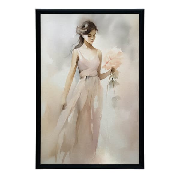 Kaunis nainen kukkien kanssa Kaunis nainen kukkien kanssa, 50x70 cm, kehystämätön, premium-kangas paareilla
