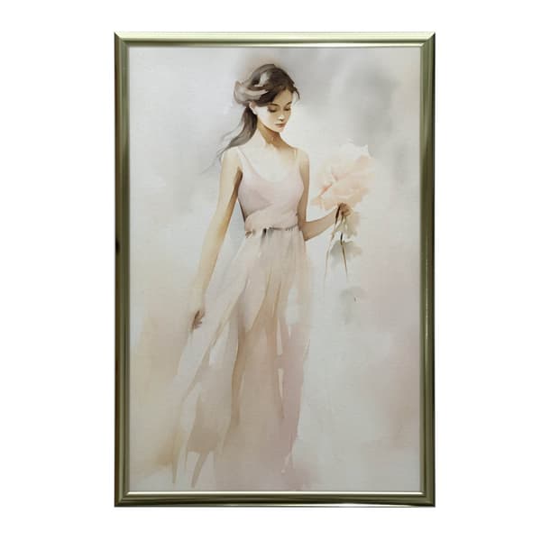 Smuk kvinde med blomster Smuk kvinde med blomster, 70x100 cm, guld aluminiumsramme, 230 gsm mat papir