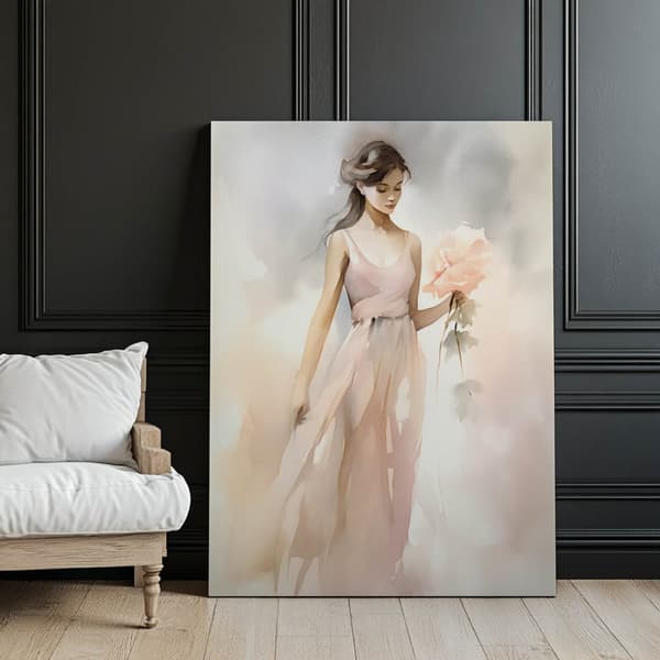 Vacker kvinna med blommor Vacker kvinna med blommor, 70x100 cm, ljus ekträram, 230 gsm matt papper