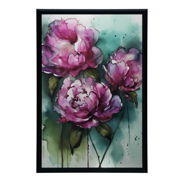 Pink pæoner på grøn baggrund Pink pæoner på grøn baggrund, 50x70 cm, uindrammet, 230 gsm mat papir