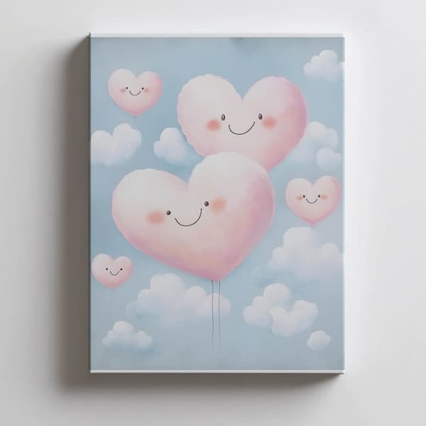 Pink Hearts on Clouds Pink Hearts on Clouds, 70x100 cm, oinramad, 230 gsm matt papper