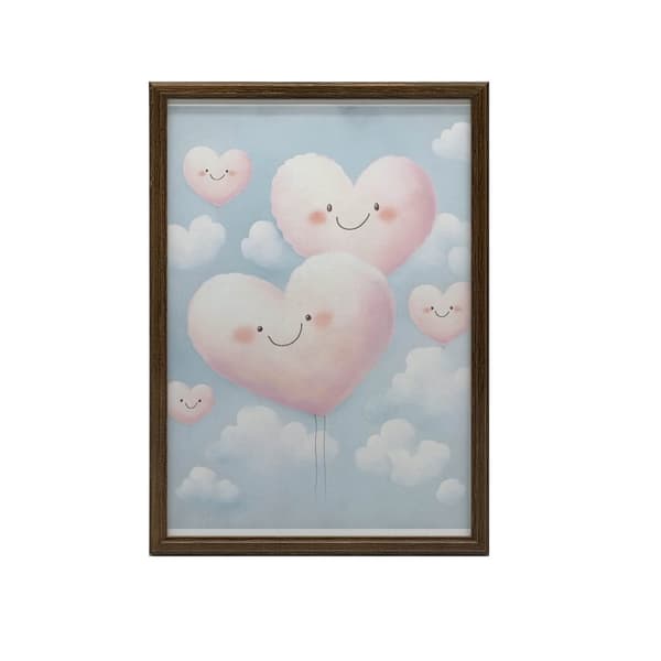 Pink Hearts on Clouds Pink Hearts on Clouds, 70x100 cm, oinramad, 230 gsm matt papper