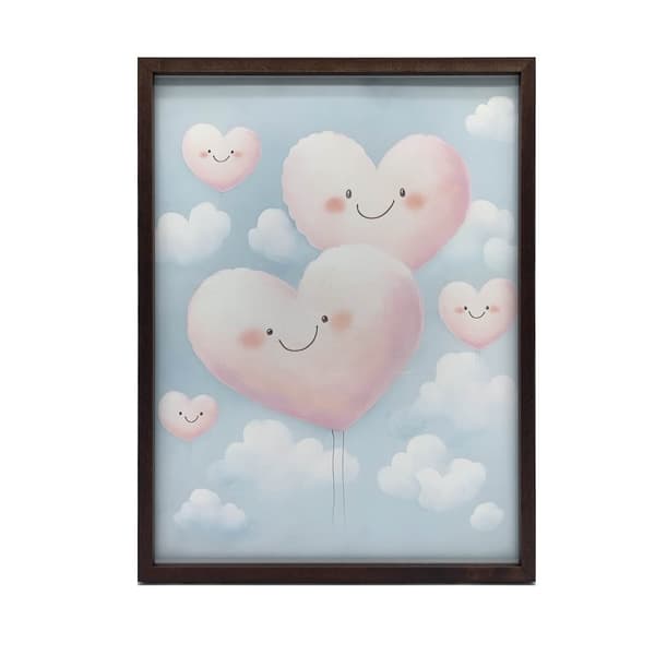 Pink Hearts on Clouds Pink Hearts on Clouds, 50x70 cm, lys egetræsramme, 230 gsm mat papir