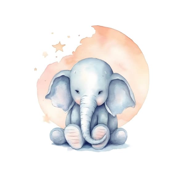 Elephant's Dream Under the Moon Elephant's Dream Under the Moon, 70x100 cm, guld aluminiumsramme, 230 gsm mat papir