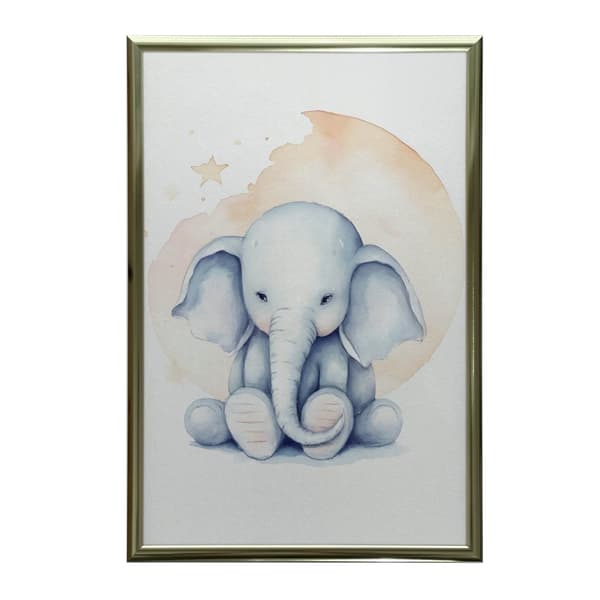 Elephant's Dream Under the Moon Elephant's Dream Under the Moon, 70x100 cm, guld aluminiumsramme, 230 gsm mat papir