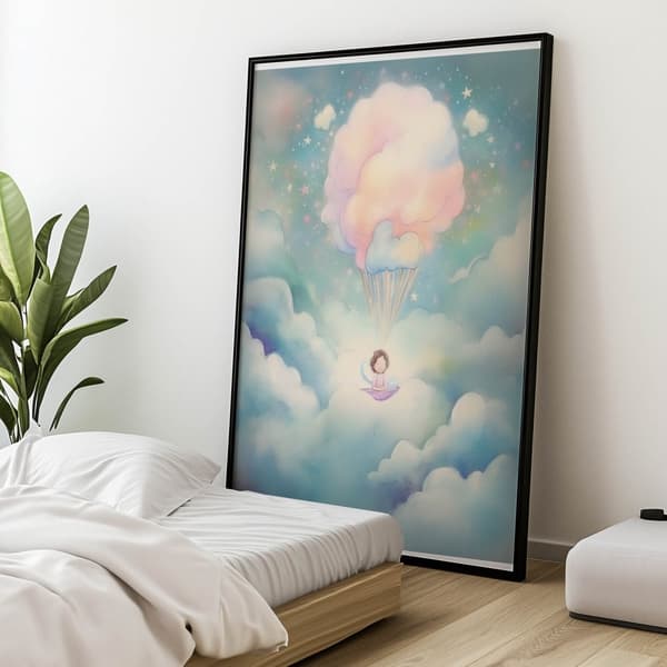 Balloon World of Dreams Balloon World of Dreams, 40x50 cm, guld aluminiumsramme, 230 gsm mat papir