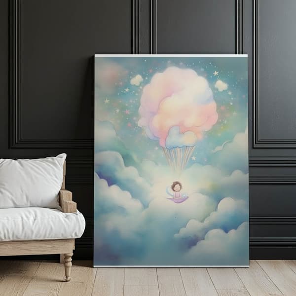 Balloon World of Dreams Balloon World of Dreams, 40x50 cm, guld aluminiumsramme, 230 gsm mat papir
