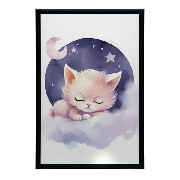Sleeping Kitty på ett rosa moln Sleeping Kitty på ett rosa moln, 50x70 cm, oinramat, 230 gsm matt papper