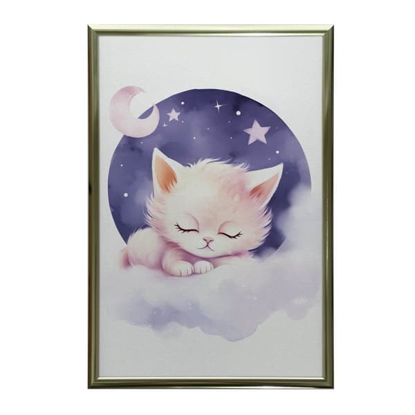 Sleeping Kitty på ett rosa moln Sleeping Kitty på ett rosa moln, 50x70 cm, oinramat, 230 gsm matt papper