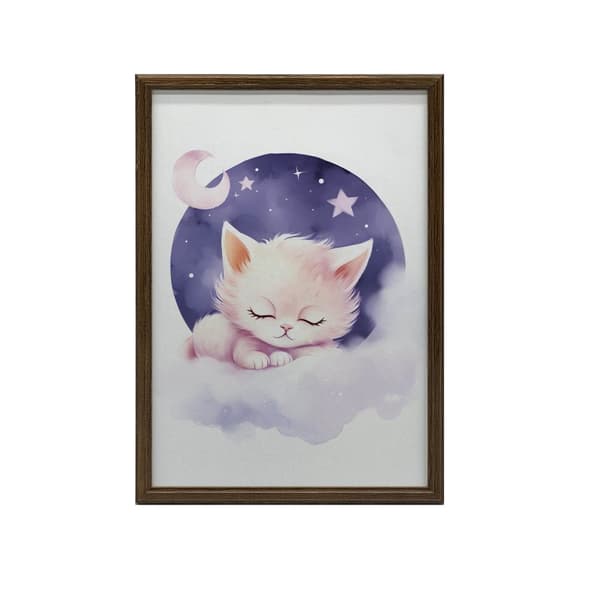 Sleeping Kitty på ett rosa moln Sleeping Kitty på ett rosa moln, 50x70 cm, oinramat, 230 gsm matt papper