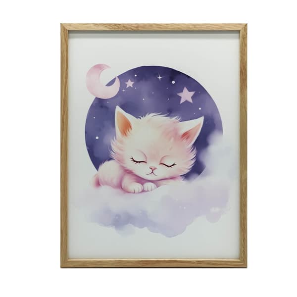 Sleeping Kitty på ett rosa moln Sleeping Kitty på ett rosa moln, 50x70 cm, oinramat, 230 gsm matt papper