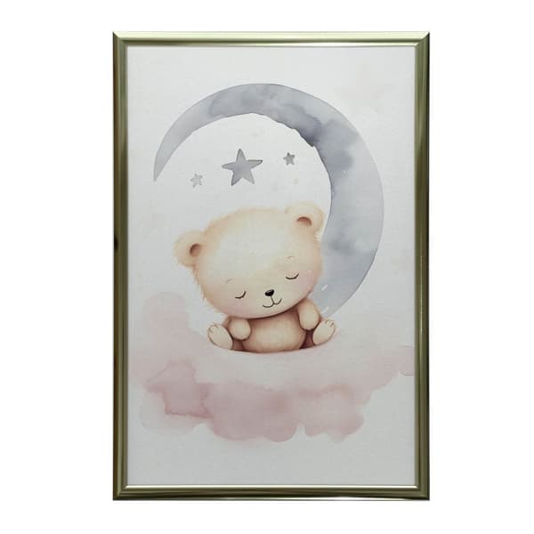 Sovende bamse på en lyserød sky Sovende bamse på en lyserød sky, 50x70 cm, uindrammet, 230 gsm mat papir
