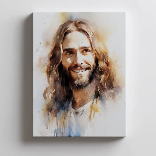 Smiling Jesus Smiling Jesus, 70x100 cm, mørkebrun træramme, 230 gsm mat papir