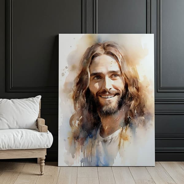 Smiling Jesus Smiling Jesus, 70x100 cm, mörkbrun träram, 230 gsm matt papper