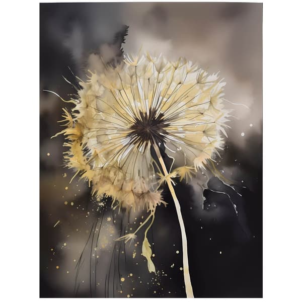 Golden Dandelion Golden Dandelion, 30x40 cm, sort aluminiumsramme, 230 gsm mat papir