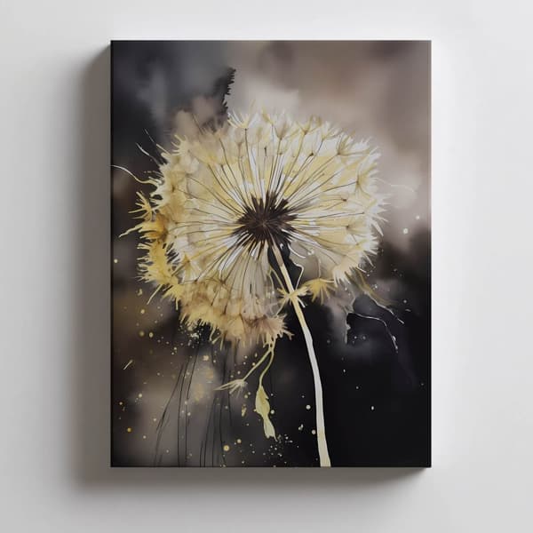 Golden Dandelion Golden Dandelion, 30x40 cm, sort aluminiumsramme, 230 gsm mat papir