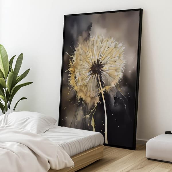 Golden Dandelion Golden Dandelion, 30x40 cm, sort aluminiumsramme, 230 gsm mat papir