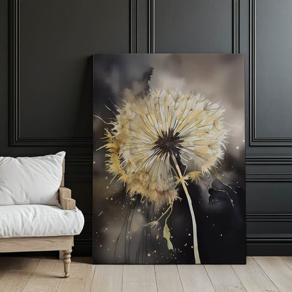 Golden Dandelion Golden Dandelion, 30x40 cm, sort aluminiumsramme, 230 gsm mat papir