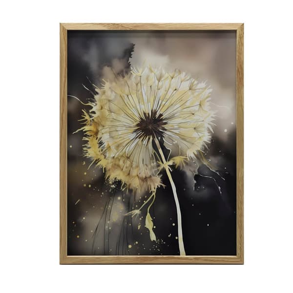 Golden Dandelion Golden Dandelion, 30x40 cm, sort aluminiumsramme, 230 gsm mat papir