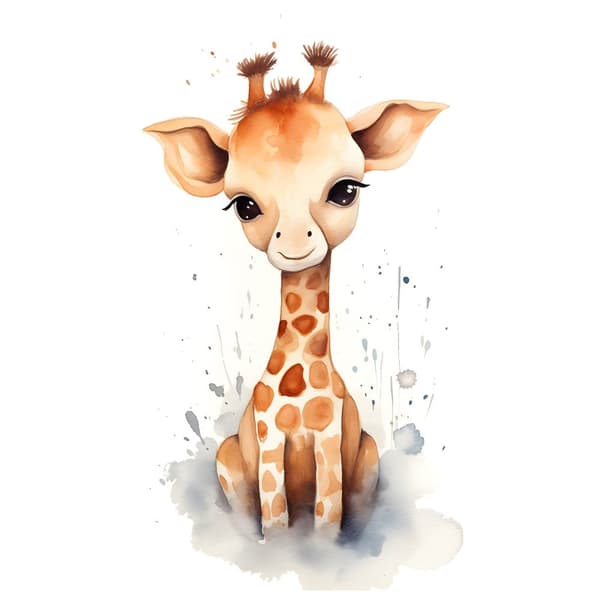 Joyful Giraffe from the Jungle Joyful Giraffe from the Jungle, 30x40 cm, lys egetræsramme, 230 gsm mat papir