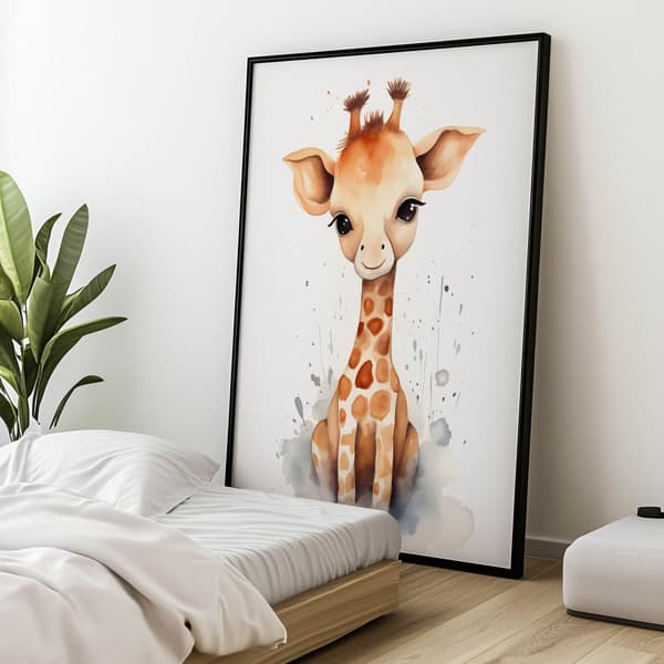Joyful Giraffe from the Jungle Joyful Giraffe from the Jungle, 30x40 cm, lys egetræsramme, 230 gsm mat papir