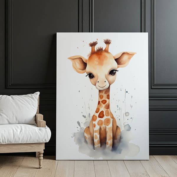 Joyful Giraffe from the Jungle Joyful Giraffe from the Jungle, 30x40 cm, lys egetræsramme, 230 gsm mat papir