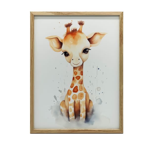 Joyful Giraffe from the Jungle Joyful Giraffe from the Jungle, 30x40 cm, lys egetræsramme, 230 gsm mat papir