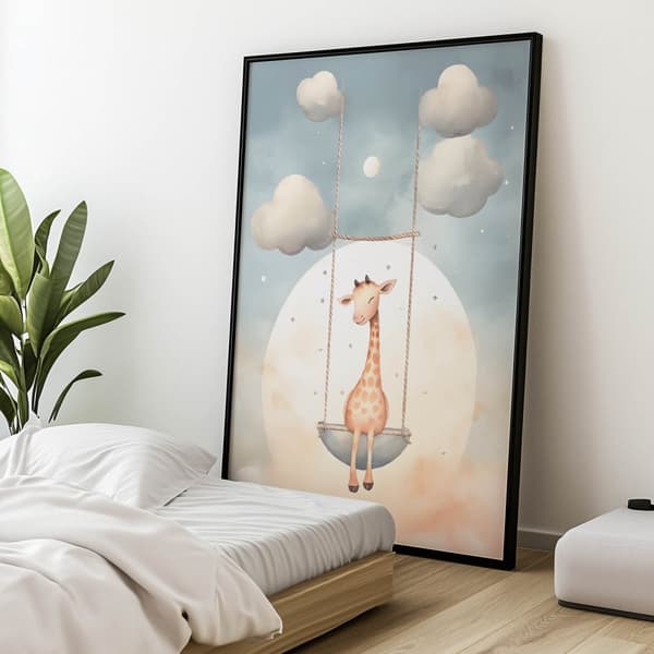 Giraf på gynge Giraf på gynge, 70x100 cm, uindrammet, 230 gsm mat papir