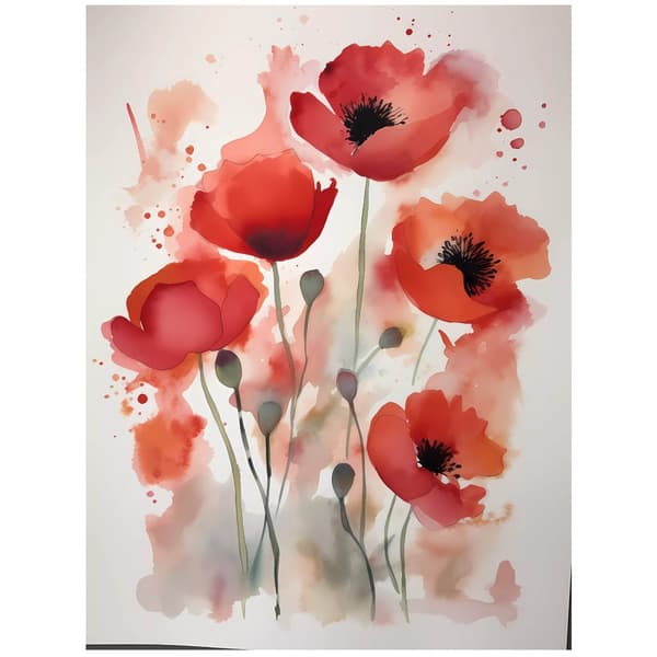 Røde valmuer i akvarel Røde valmuer i akvarel, 50x70 cm, uindrammet, 230 gsm mat papir