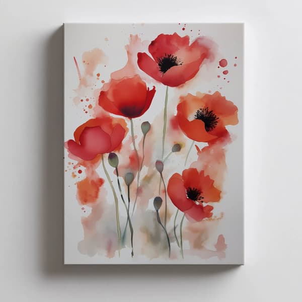 Røde valmuer i akvarel Røde valmuer i akvarel, 50x70 cm, uindrammet, 230 gsm mat papir
