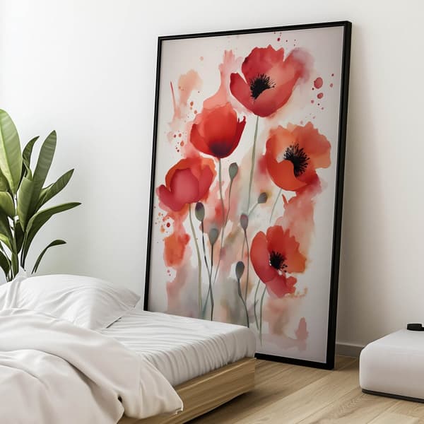 Røde valmuer i akvarel Røde valmuer i akvarel, 50x70 cm, uindrammet, 230 gsm mat papir