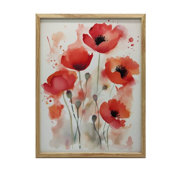 Røde valmuer i akvarel Røde valmuer i akvarel, 50x70 cm, uindrammet, 230 gsm mat papir