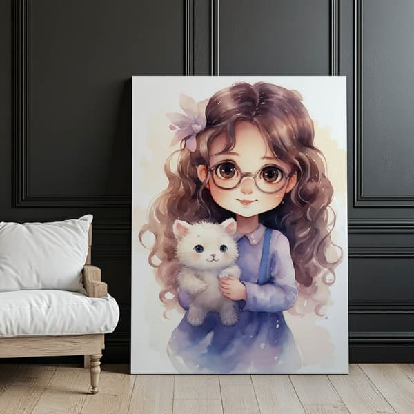 Pige med briller Pige med briller, 40x50 cm, uindrammet, 230 gsm mat papir