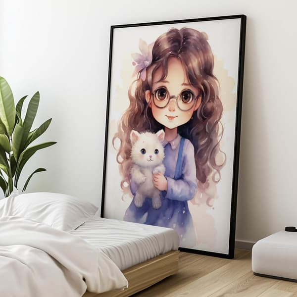 Pige med briller Pige med briller, 70x100 cm, uindrammet, 230 gsm mat papir
