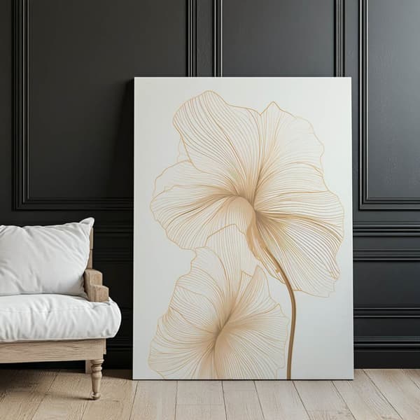 Delicate Flowers in Line Delicate Flowers in Line, 70x100 cm, mørkebrun træramme, 230 gsm mat papir